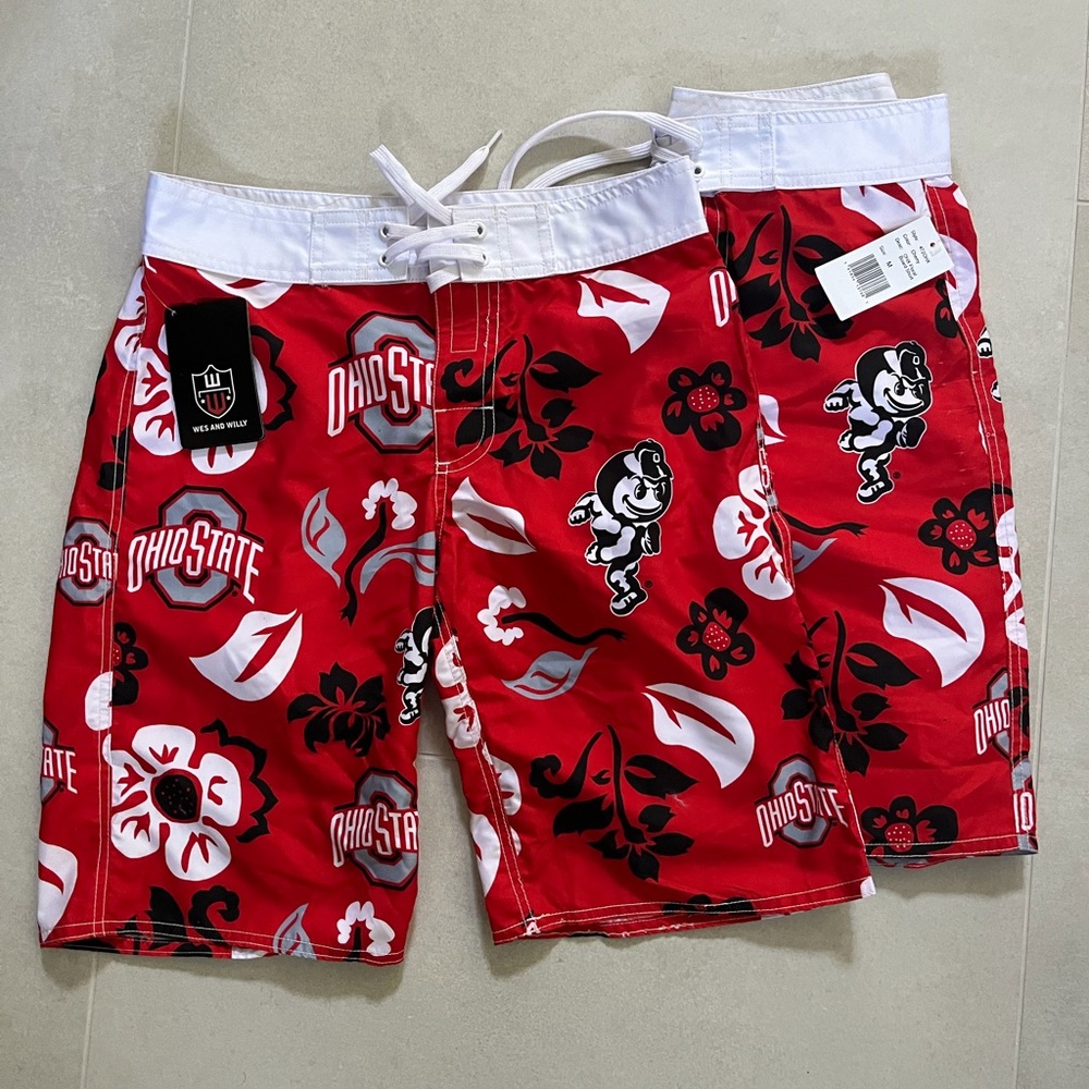 Ohio State Red Men's Swim Trunks Size M and L